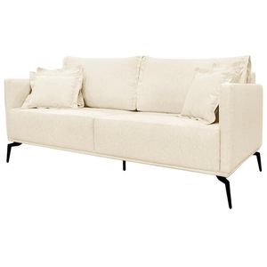 Sofa Sala De Estar Liv 2 Lugares Pes Aço Linho 232 Perola Ezz Perola