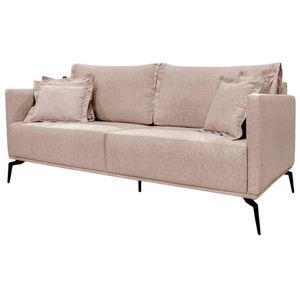 Sofa Sala De Estar Liv 2 Lugares Pes Aço Linho 232 Areia Ezz Areia