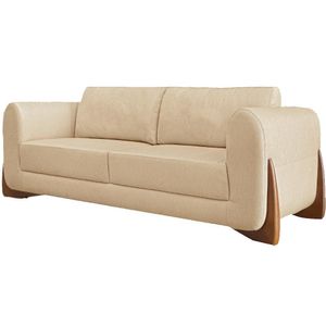 Sofa Jolie 3 Lugares 200cm Pes Boomerang Linho 213 Dourado Ezz Dourado