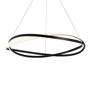 Lustre Pendente Nordecor Euni Odi 2875 80cm Preto Led Bivolt