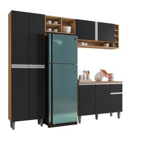 Cozinha Modulada Completa 230cm Com Balcão E Armário Aéreo Vanessa Amendoa-pt - Ajl Móveis
