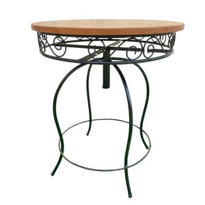 Mesa Redonda Em Ferro E Madeira 70cm Modelo Bolinha Sudeste Rústico