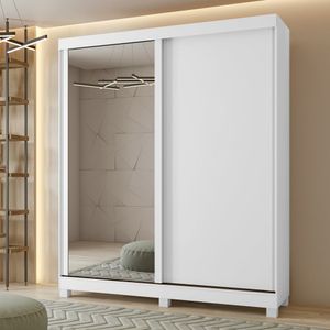 Guarda-roupa Zeine 2por De Correr 2gav Com Espelho E Pés Branco