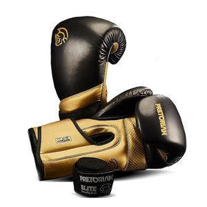 Kit Luva De Boxe-muay Thai Pretorian Elite Com Bandagens 3.5m Preto-amarelo Tamanho 12oz