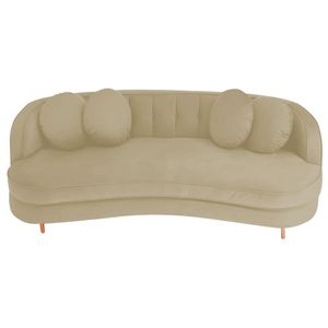 Sofá Curvo 2 Lugares Orgânico Sala Recepção Escritório Decorativo Luxo Panamá 160cm Suede Cor Bege
