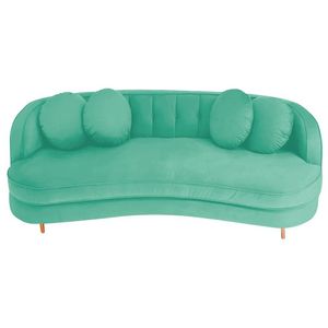 Sofá Curvo 2 Lugares Orgânico Sala Recepção Escritório Decorativo Luxo Panamá 160cm Suede Cor Azul Tiffany
