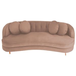 Sofá Curvo 2 Lugares Orgânico Sala Recepção Escritório Decorativo Luxo Panamá 160cm Suede Cor Rosê