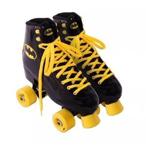 Patins 4 Rodas Batman Mulher Maravilha Retrô Preto E Amarelo Belfix - Cd Tamanho 38