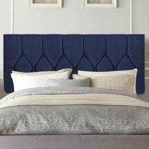 Painel Estofada Istambul Botão Capitonê 100cm Solteiro Para Cama Box Quarto Suede Azul Marinho - Gat Magazine