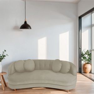 Sofá Curvo 2 Lugares Orgânico Sala Recepção Escritório Decorativo Luxo Panamá 140cm Linho Cor Preto