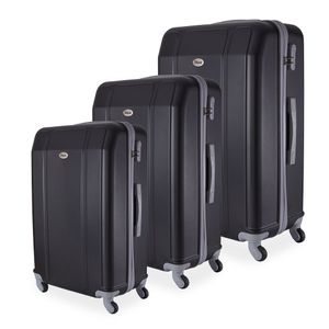 Conjunto De Mala De Viagem Em Abs Ika Continental Cadeado Rodas Giro 360º 3 Peças P/m/g Preta - Preta, U