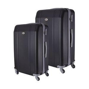 Conjunto de Mala de Viagem Abs Ika Continental Cadeado Embutido Rodas Giro 360º 2 Peças P/m Preta