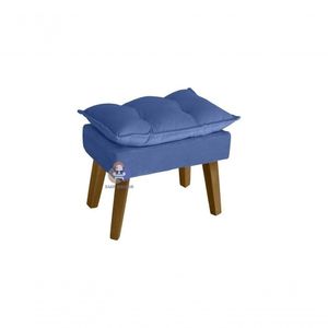 Puff Banqueta Decorativa Glamour Com Pés Quadrado Azul Marinho