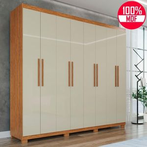 Guarda-roupa Casal 100% Mdf 8 Portas E 4 Gavetas Heros - Tudo De Móveis Cinamomo/off
