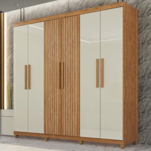 Guarda-roupa De Solteiro 100% Mdf 6 Portas 2 Gavetas Benfica Frison - Tudo De Móveis Off/cinamomo