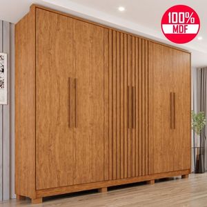 Guarda-roupa Casal 100% Mdf 6 Portas E 6 Gavetas Premium Ripado - Tudo De Móveis Cinamomo