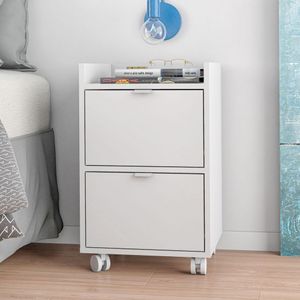 Mesa De Cabeceira 2 Gavetas Branco Mdp 15mm