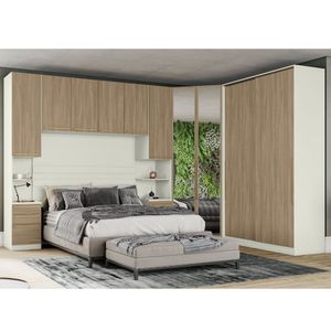 Quarto Modulado Completo Henn Seletto 5 Peças Areia-jequitiba