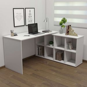 Escrivaninha Em L Mesa Office 8 Nichos Nero Ii Branco
