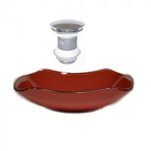 Cuba De Vidro Abaulada 45cm Com Válvula Click Vermelho Cereja