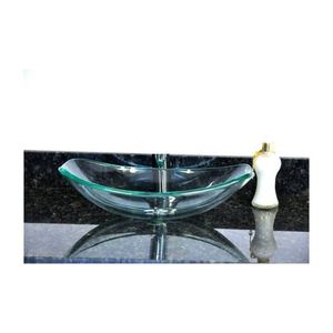 Cuba De Vidro Oval Chanfrada 46cm Incolor