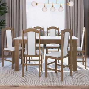 Conjunto Sala De Jantar Mesa Fixa Com 6 Cadeiras Ameixa Negra
