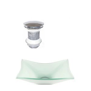 Cuba De Vidro Retangular 39cm + Valvula Click Branco