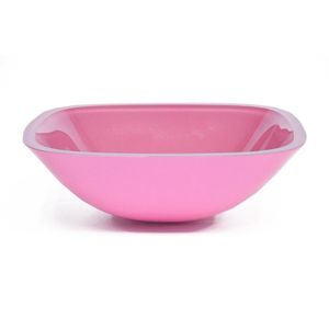 Cuba De Vidro Quadrada 35cm X 35cm X 13cm Rosa