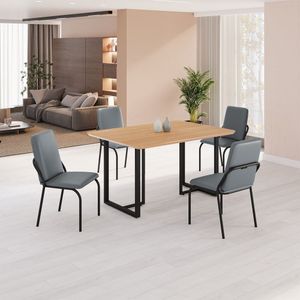 Conjunto Sala De Jantar Mesa 120x90cm Base Lunna Tampo Mdf Malibu Grafite Preto