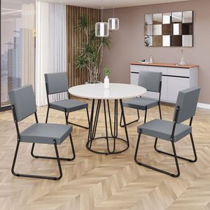 Conjunto Sala De Jantar Mesa Redonda 100cm Base Omega Tampo Mdf Laca Com Vidro Napoli Grafite - Preto