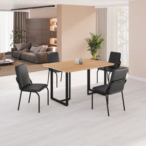 Conjunto Sala De Jantar Mesa 120x90cm Base Lunna Tampo Mdf Malibu Preto