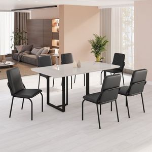 Conjunto Sala De Jantar Mesa 160x90cm Base Lunna Tampo Mdf Com Vidro Malibu Preto Fosco
