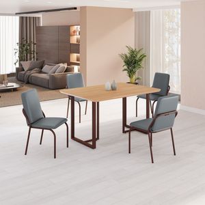 Conjunto Sala De Jantar Mesa 120x90cm Base Lunna Tampo Mdf Malibu Grafite Marrom