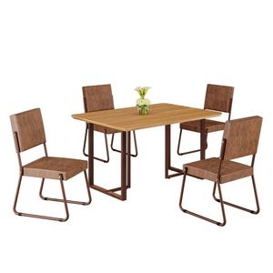 Conjunto Sala De Jantar Mesa 120x90cm Base Lunna Tampo Mdf Napoli Marrom