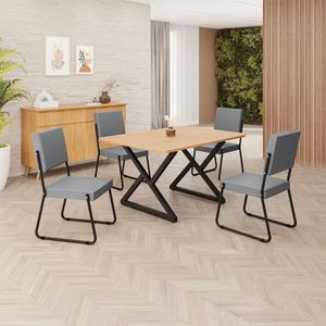 Conjunto Sala De Jantar Mesa 120x90cm Base Império Tampo Mdf Napoli Grafite Preto