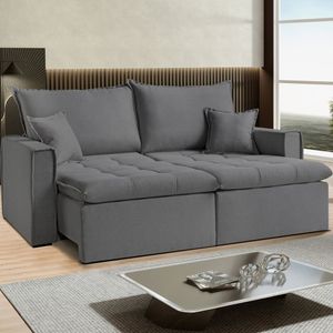 Sofá Cama Dallas 170 Cm Sem Caixa Veludo Cinza Chumbo