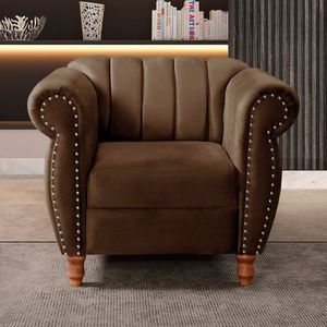 Poltrona Realeza Chesterfield Cadeira Vintage Decoração Retrô Marrom