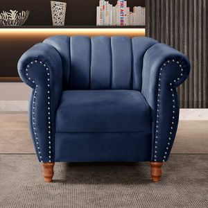 Poltrona Realeza Chesterfield Cadeira Vintage Decoração Retrô Azul Marinho