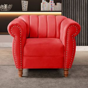 Poltrona Realeza Chesterfield Cadeira Vintage Decoração Retrô Vermelho