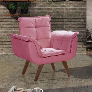 Poltrona Pé Palito Decoração Sala Quarto Recepção Bella Opala Rosa