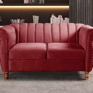 Namoradeira Realeza Sofá Chesterfield Decoração Sala Recepção Estilo Retrô Bordô