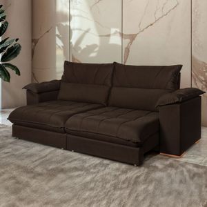 Sofá Retrátil E Reclinável 3 Lugares 230cm Italia Marrom