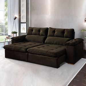 Sofá Retrátil E Reclinável 3 Lugares 230cm Vancouver Marrom