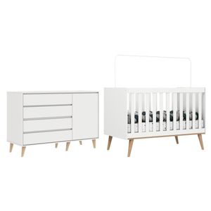 Quarto De Bebê Berço 3 Em 1 Retrô Ludmila Cômoda Com Fraldário Gran Lorena Branco Carolina Baby