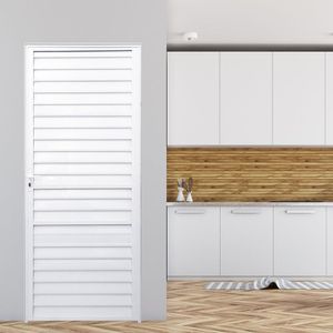 Porta De Alumínio Palheta 210x66cm Fortline Atlântica Branco