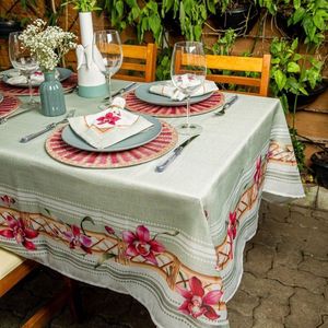 Toalha De Mesa Quadrada Orquídeas 4 Lugares 140x140cm Orquídea