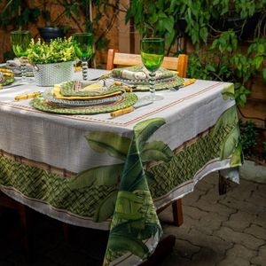 Toalha De Mesa Quadrada Bananeiras 4 Lugares 140x140cm Bananeira
