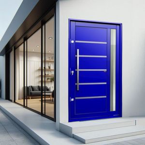 Porta Pivotante Lambril Miraggio Com Puxador Lado Direito Elite 216x100 Azul