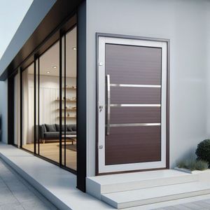 Porta Pivotante Lambril Evolution Com Puxador Lado Direito Elite 216x130 Mix Corten