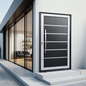 Porta Pivotante Lambril Premium Com Puxador Lado Esquerdo Elite 240x130 Mix Preto